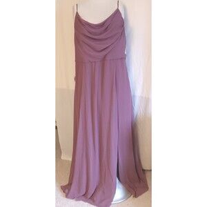 David's DB Studio Celebrate Gown 22 Mauve Draped Bodice Front Slit NEW